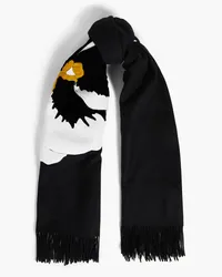 Valentino Garavani Floral-appliquéd cashmere scarf - Black Black