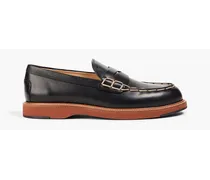 TOD'S Topstitched leather loafers - Black Black