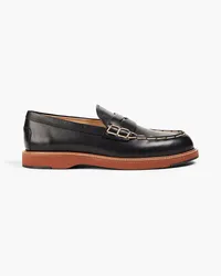 TOD'S Topstitched leather loafers - Black Black