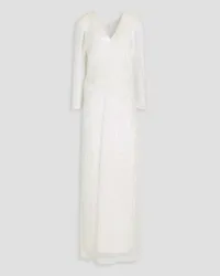 byTiMo Ruched sequined tulle maxi dress - White White