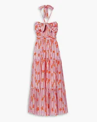 lemlem Gigi halterneck cutout printed LENZING™ ECOVERO™-blend midi dress - Pink Pink