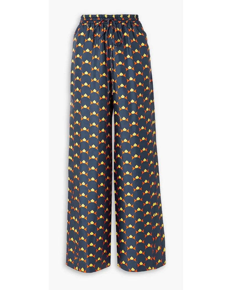 Lanvin Printed silk-twill wide-leg pants - Blue Blue