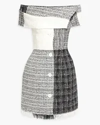 Oscar de la Renta Off-the-shoulder tweed mini dress - Black Black