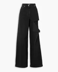 Peter Do Striped distressed mid-rise wide-leg jeans - Black Black