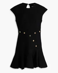 Sandro Fluted button-embellished tweed mini dress - Black Black