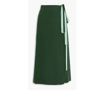 Silk-crepe midi wrap skirt - Green