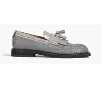 Tasseled woven leather loafers - Gray