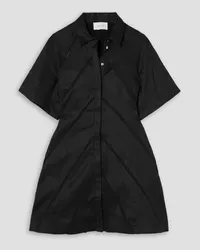 Joslin Selena lace-trimmed linen-batiste mini shirt dress - Black Black