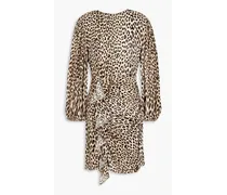 Ricata ruffle-trimmed leopard-print crepe mini dress - Animal print