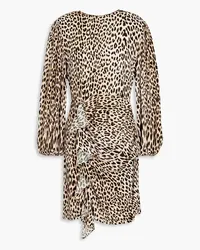 Maje Ruffled leopard-print crepe mini dress - Animal print Animal