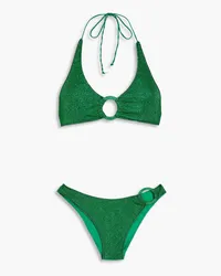 Oséree Embellished metallic halterneck bikini - Green Green