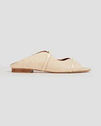 Malone Souliers Norah leather-trimmed raffia sandals - White White