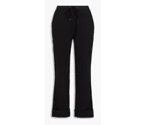 Cotton-blend gabardine straight-leg pants - Black