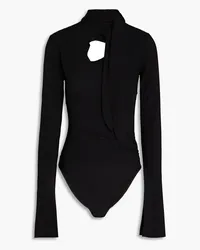 Petar Petrov Cutout ruched silk crepe de chine bodysuit - Black Black