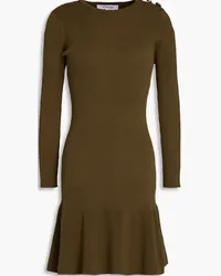 Derek Lam Fluted ribbed cotton-blend mini dress - Green Green