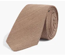 Wool and mulberry silk-blend tie - Brown