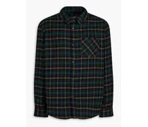 Checked cotton-blend flannel overshirt - Black