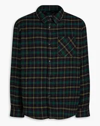 A.P.C. Checked cotton-blend flannel overshirt - Black Black