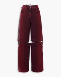 ATTICO Ashton cutout mid-rise wide-leg jeans - Burgundy Burgundy