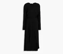 Elmas asymmetric wrap-effect crepe dress - Black