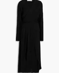 IRO Elmas asymmetric wrap-effect crepe dress - Black Black