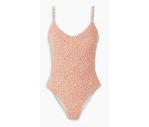 Scoop floral-print swimsuit - Brown