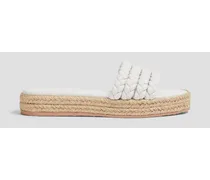 Marbella braided leather slides - White