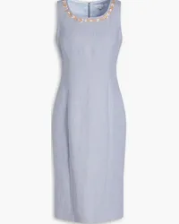 Andrew GN Embroidered linen-blend canvas dress - Blue Blue