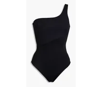 Sienna one-shoulder cutout ribbed swimsuit - Black