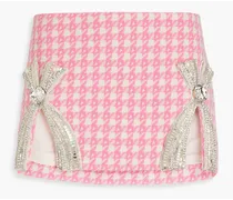 Embellished houndstooth wool-blend tweed mini skirt - Pink