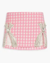 Area Embellished houndstooth wool-blend tweed mini skirt - Pink Pink