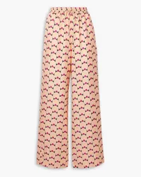 Lanvin Printed silk-twill wide-leg pants - Orange Orange