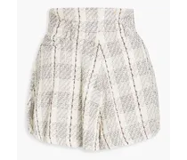 Vanko metallic checked cotton-blend tweed shorts - White