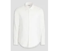 Slim-fit cotton, Lyocell and linen-blend shirt - White