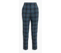Checked tweed tapered pants - Blue
