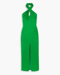 RASARIO Satin halterneck midi dress - Green Green