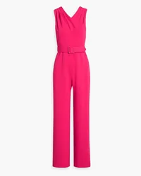 Badgley Mischka Belted pleated crepe jumpsuit - Pink Pink