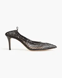 Gianvito Rossi Leather-trimmed mesh pumps - Black Black