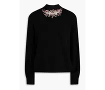 Embellished wool and cashmere-blend turtleneck sweater - Black
