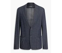 Jacquard-knit cotton blazer - Blue