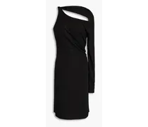 One-sleeve cutout jersey mini dress - Black