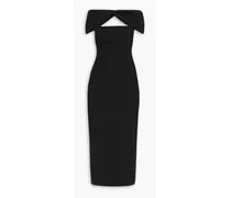Padma off-the-shoulder cutout crepe midi dress - Black