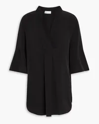 By Malene Birger Flayia pleated washed silk-crepe top - Black Black