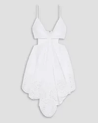 Stella McCartney Cutout asymmetric broderie anglaise poplin mini dress - White White