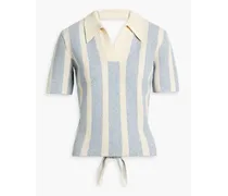 Bagnu cutout striped cotton-blend terry polo shirt - Blue