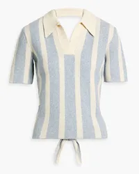 Jacquemus Bagnu cutout striped cotton-blend terry polo shirt - Blue Blue