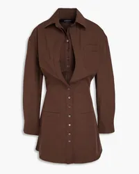 Jacquemus Layered cotton-poplin mini shirt dress - Brown Brown