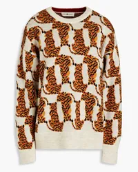 Tory Burch Jacquard-knit wool-blend sweater - White White