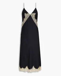 Rag & Bone Logan lace-trimmed silk-blend satin midi slip dress - Black Black