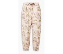 Cropped printed voile track pants - Pink